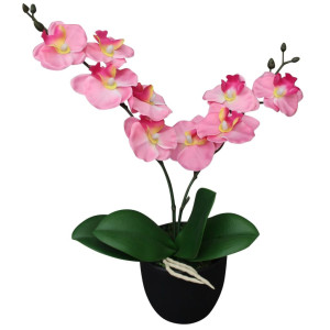 vidaXL Kunstplant orchidee met pot 30 cm roze