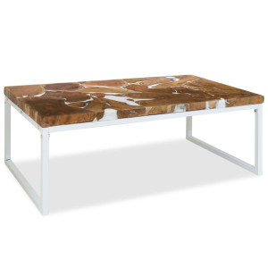 vidaXL Salontafel 110x60x40 cm teakhout en hars