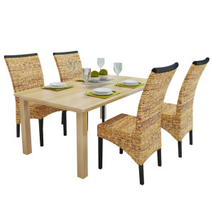 vidaXL Eetkamerstoelen 2 st abaca en massief mangohout