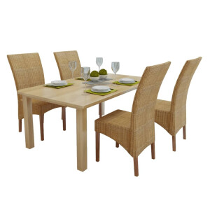vidaXL Eetkamerstoelen 4 st natuurlijk rattan bruin