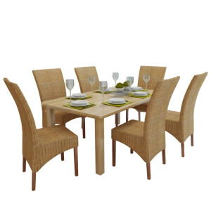 vidaXL Eetkamerstoelen 6 st natuurlijk rattan bruin
