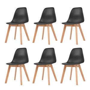 vidaXL Eetkamerstoelen 6 st kunststof zwart