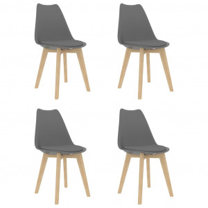 vidaXL Eetkamerstoelen kunstleer massief hout grijs 4 st