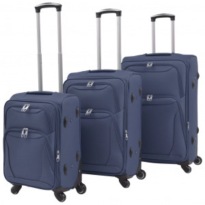 vidaXL Trolleyset marineblauw 3-delig