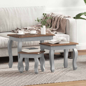 vidaXL 3-delige Tafeltjesset massief mahoniehout