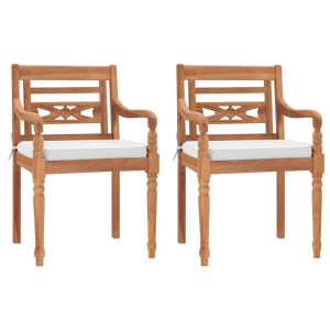 vidaXL Stoelen Batavia 2 st met kussens massief teakhout