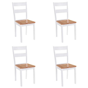 vidaXL Eetkamerstoelen 4 st massief rubberwood wit