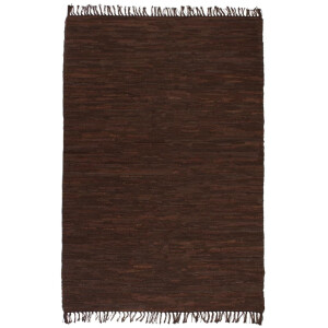 vidaXL Vloerkleed Chindi handgeweven 120x170 cm leer bruin