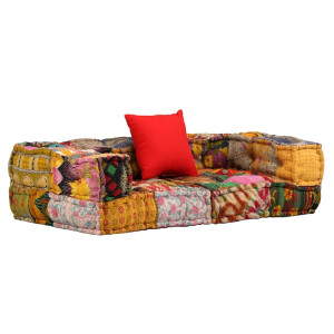 vidaXL Poef tweezits modulair stof patchwork