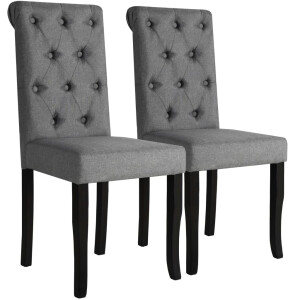 vidaXL Eetkamerstoelen 2 st stof donkergrijs
