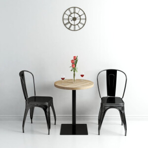 vidaXL Bistrotafel rond 60x75 cm MDF en staal eikenkleur