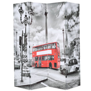 vidaXL Kamerscherm inklapbaar Londen bus 160x170 cm zwart en wit