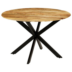 vidaXL Eettafel 120x77 cm massief ruw mangohout en staal