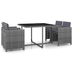 vidaXL 5-delige Tuinset met <a title="kussens vergelijken" href="https://furn.nl/kussens">kussens</a> poly rattan grijs