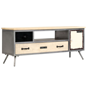 vidaXL Tv-meubel 120x30x45 cm massief mangohout en staal