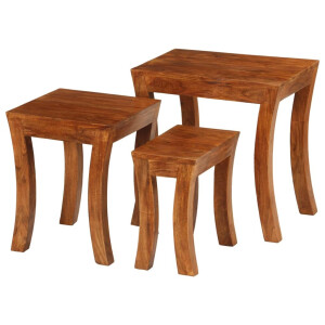 vidaXL 3-delige Tafeltjesset 50x35x50 cm massief acaciahout bruin