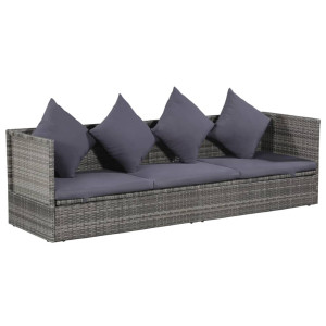 vidaXL Tuinbed 200x60 cm poly rattan grijs