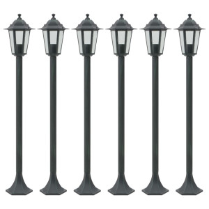 vidaXL Paalverlichting voor tuin E27 110 cm aluminium donkergroen 6 st