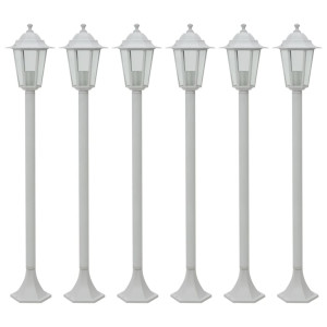 vidaXL Paalverlichting voor tuin E27 110 cm aluminium wit 6 st