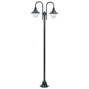 vidaXL Paalverlichting tuin E27 220 cm aluminium donkergroen 2-delig