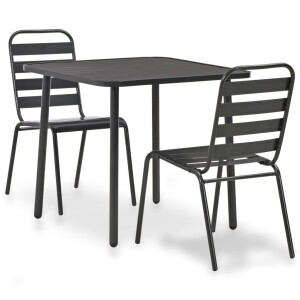 vidaXL 3-delige Bistroset staal donkergrijs