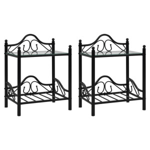 vidaXL Nachtkastjes 45x30,5x60 cm staal en gehard glass 2 st