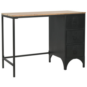 vidaXL Bureau 100x50x76 cm massief vurenhout en staal