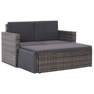 vidaXL 2-delige Loungeset met kussens poly rattan grijs