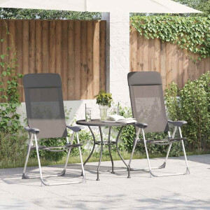 vidaXL Campingstoelen 4 st inklapbaar aluminium grijs