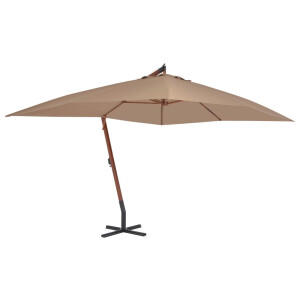 vidaXL Zweefparasol met houten paal 400x300 cm taupe