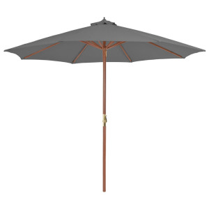 vidaXL Parasol met houten paal 300 cm antraciet