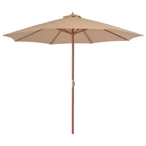 vidaXL Parasol met houten paal 300 cm taupe