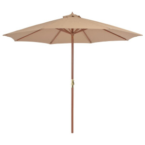 vidaXL Parasol met houten paal 300 cm taupe