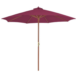 vidaXL Parasol met houten paal 300 cm bordeauxrood