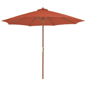 vidaXL Parasol met houten paal 300 cm terracotta