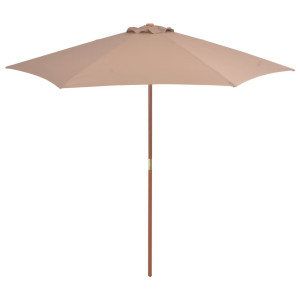 vidaXL Parasol met houten paal 270 cm taupe