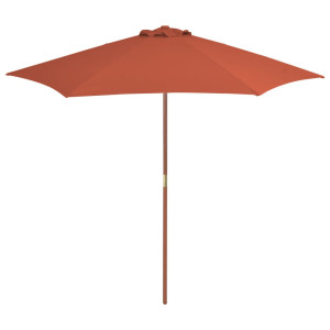 vidaXL Parasol met houten paal 270 cm terracotta