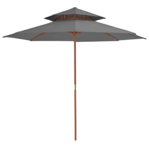 vidaXL Parasol dubbeldekker met houten paal 270 cm antraciet