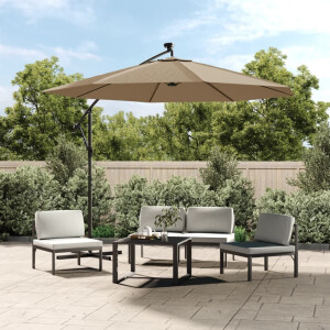 vidaXL Zweefparasol met LED-verlichting stalen paal 300 cm taupe