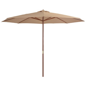 vidaXL Parasol met houten paal 350 cm taupe