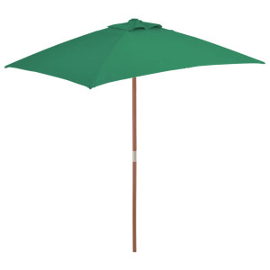 vidaXL Parasol met houten paal 150x200 cm groen