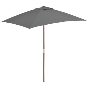 vidaXL Parasol met houten paal 150x200 cm antraciet