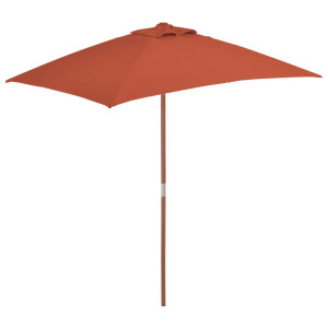 vidaXL Parasol met houten paal 150x200 cm terracottakleurig