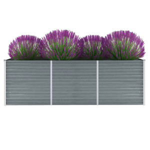 vidaXL Plantenbak verhoogd 240x80x77 cm gegalvaniseerd staal grijs