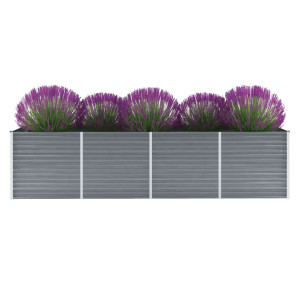 vidaXL Plantenbak verhoogd 320x80x77 cm gegalvaniseerd staal grijs