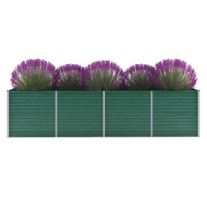 vidaXL Plantenbak verhoogd 320x80x77 cm gegalvaniseerd staal groen