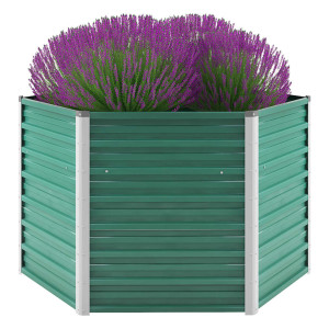 vidaXL Plantenbak verhoogd 129x129x77 cm gegalvaniseerd staal groen