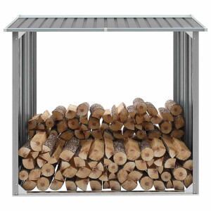 vidaXL Haardhoutschuur 172x91x154 cm gegalvaniseerd staal grijs