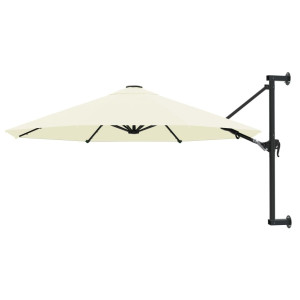 vidaXL Wandparasol met metalen paal 300 cm zandkleurig