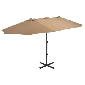 vidaXL Parasol met aluminium paal 460x270 cm taupe